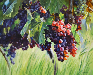 Painting titled "Montenegrian grapes" by Lukian, Original Artwork, Oil