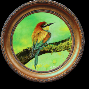 Malerei mit dem Titel "Colorful Bird" von Lukim, Original-Kunstwerk, Öl