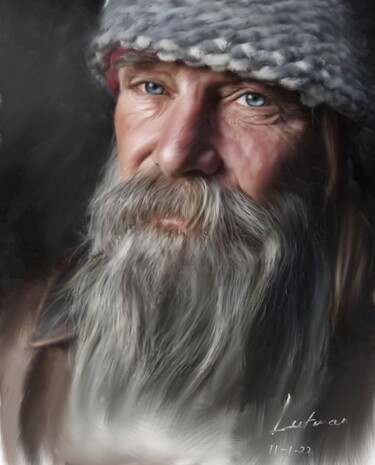 Digital Arts titled "Old man, digital oi…" by Lukman Arifin, Original Artwork, Digital Painting