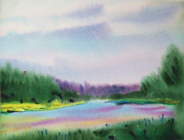 Картина под названием ""Rainbow River"" - Lukyanovart, Подлинное произведение искусства, Масло