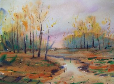Картина под названием ""Late autumn"" - Lukyanovart, Подлинное произведение искусства, Масло