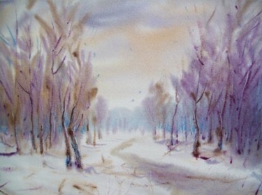 Картина под названием ""Snow touching"" - Lukyanovart, Подлинное произведение искусства, Масло