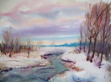 Painting titled ""Melting Snow. Morn…" by Lukyanovart, Original Artwork, Oil