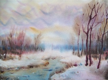 Картина под названием ""Melting Snow. At N…" - Lukyanovart, Подлинное произведение искусства, Масло
