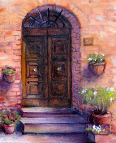 Painting titled "Italian Doorway" by Lula, Original Artwork, Oil