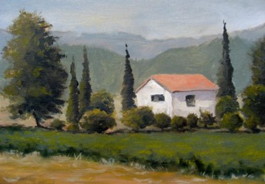 Painting titled "Italian Farmhouse" by Lula, Original Artwork, Oil
