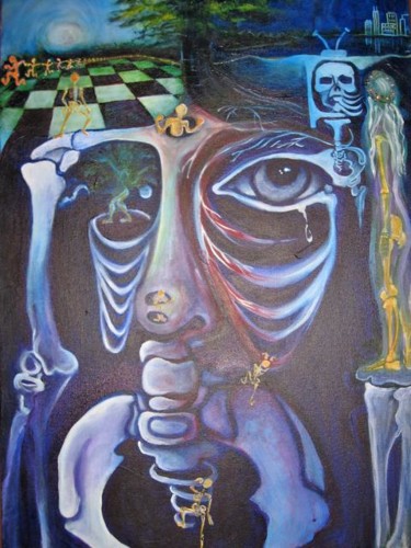 Painting titled "Jason's Skeleton" by Lula, Original Artwork, Oil
