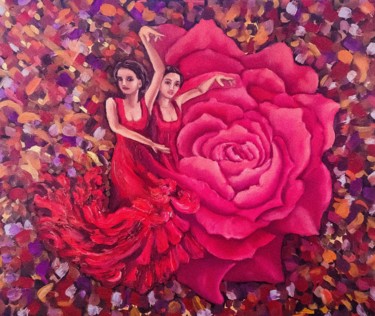 Peinture intitulée "“Flamenco”" par Pintor Nicolas, Œuvre d'art originale, Huile Monté sur Châssis en bois