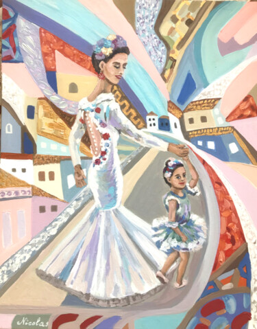「“Seville April Fair”」というタイトルの絵画 Pintor Nicolasによって, オリジナルのアートワーク, オイル