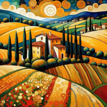 Arte digitale intitolato "“Toscana landscape “" da Pintor Nicolas, Opera d'arte originale, Lavoro digitale 2D
