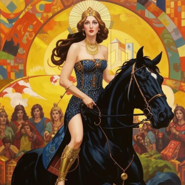 Digital Arts titled ""Heroine on a black…" by Pintor Nicolas, Original Artwork, 2D Digital Work