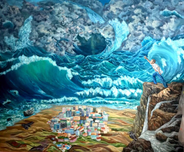 Peinture intitulée "“Tsunami. Ultimátum…" par Pintor Nicolas, Œuvre d'art originale, Huile