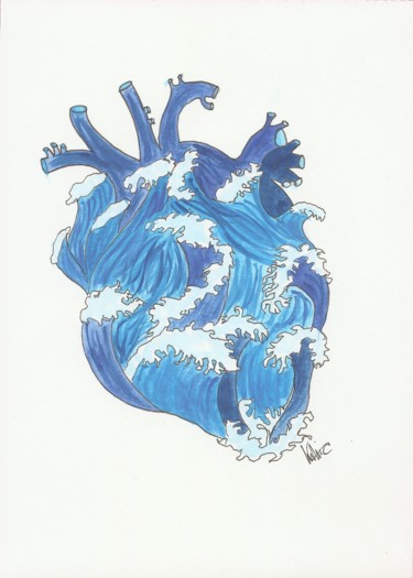 Peinture intitulée "Coeur maritime" par Luciana Ferreiro Castrilli, Œuvre d'art originale, Acrylique