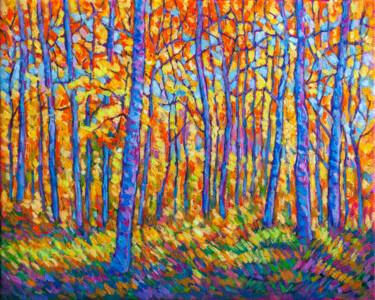 Pintura intitulada "Autumn forest Impre…" por Tao Bai, Obras de arte originais, Óleo