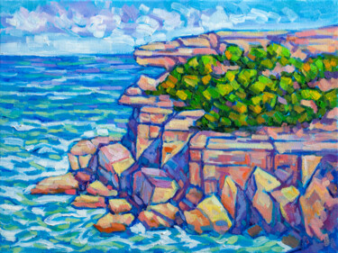 Pintura titulada "Coastal scenery sea…" por Tao Bai, Obra de arte original, Oleo