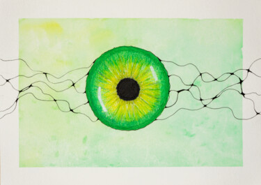 Disegno intitolato "Green capture" da Lumagayo, Opera d'arte originale, Matita