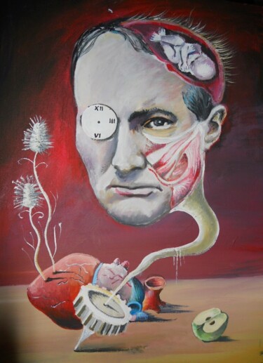 Painting titled "Baudelaire" by Luminita Irimia, Original Artwork, Acrylic Mounted on Wood Stretcher frame