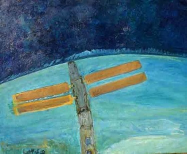 Peinture intitulée "Orbital Station" par Lummisart, Œuvre d'art originale, Huile