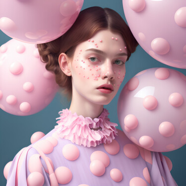 Arts numériques intitulée "Girl with balloons" par Lumpanari, Œuvre d'art originale, Image générée par l'IA