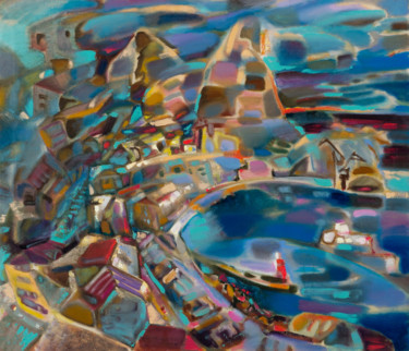 Вечерний паром Peinture intitulée "Вечерний паром" par Константин Колупаев, Œuvre d'art originale, Huile Monté sur Châssis