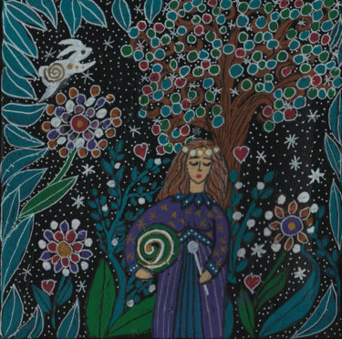 Peinture intitulée "Mon jardin d'hiver" par Luna A, Œuvre d'art originale, Acrylique Monté sur Châssis en bois