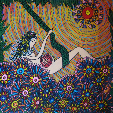 Malerei mit dem Titel "Gestation" von Luna A, Original-Kunstwerk, Acryl