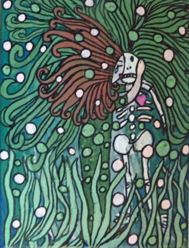 Peinture intitulée "Et deviens le pêche…" par Luna A, Œuvre d'art originale