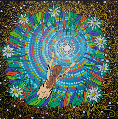 제목이 "Sortie de terre"인 미술작품 Luna A로, 원작, 아크릴 나무 들것 프레임에 장착됨