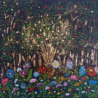 Malerei mit dem Titel "La forêt cachée" von Luna A, Original-Kunstwerk, Acryl Auf Keilrahmen aus Holz montiert