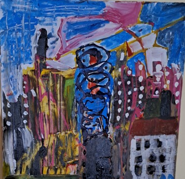 Malerei mit dem Titel "Ciudad despierta" von Luna Hita, Original-Kunstwerk, Tempera