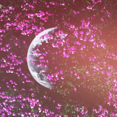 Digitale Kunst mit dem Titel "Lunar Blossom" von Luna Ljus, Original-Kunstwerk, Digitale Collage