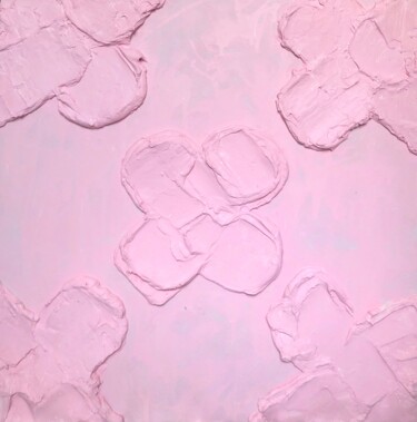 Painting titled "CLOVER PINK" by Luna Smith, Original Artwork, Acrylic Mounted on Wood Stretcher frame