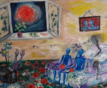 Peinture intitulée "Evening news" par Lesya Buraya, Œuvre d'art originale, Huile
