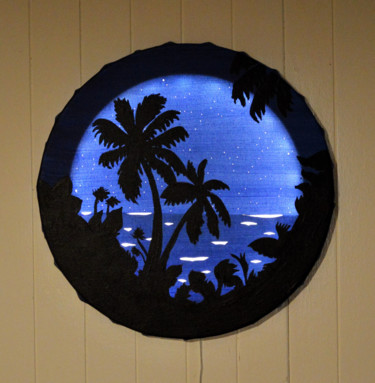 Collagen mit dem Titel "TABLEAU LED 'PARADI…" von Lune Et Animo, Original-Kunstwerk, Andere
