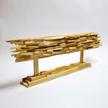 Lampe à poser Thudle en bois recyclé Design intitulée "Lampe à poser Thudl…" par Lune Et Animo, Œuvre d'art originale,