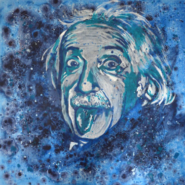 Painting titled "Blue Einstein" by Lune Et Animo, Original Artwork, Acrylic