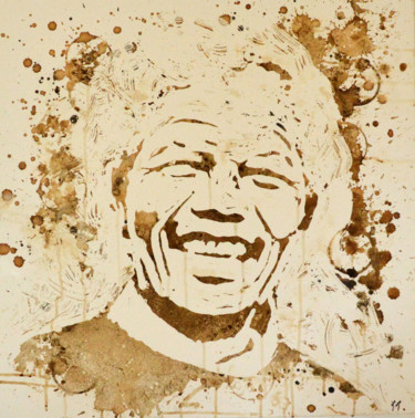 Painting titled "Nelson Mandela, Mad…" by Lune Et Animo, Original Artwork, Watercolor