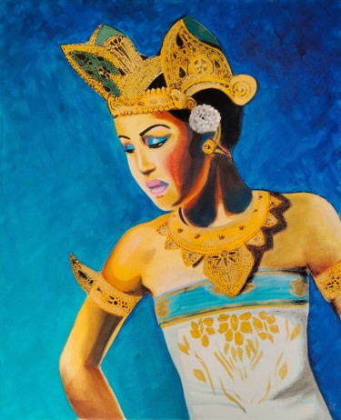 Painting titled "Danseuse balinaise" by Lune Et Animo, Original Artwork, Acrylic