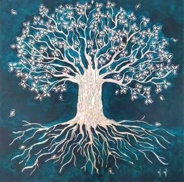 Peinture intitulée "Arbre de vie en rel…" par Lune Et Animo, Œuvre d'art originale, Acrylique