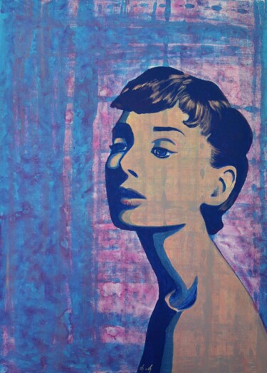 Peinture intitulée "Portrait d'Audrey H…" par Lune Et Animo, Œuvre d'art originale, Acrylique