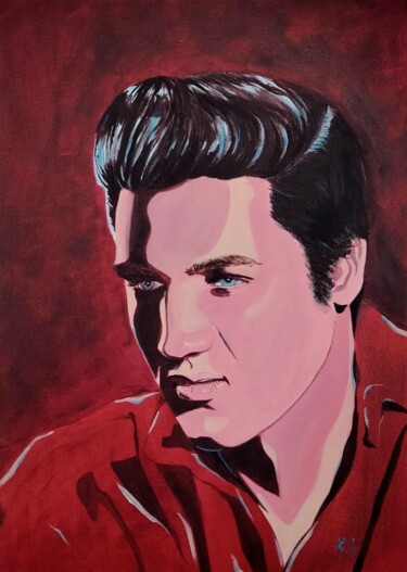 Painting titled "Portrait d'Elvis Pr…" by Lune Et Animo, Original Artwork, Acrylic
