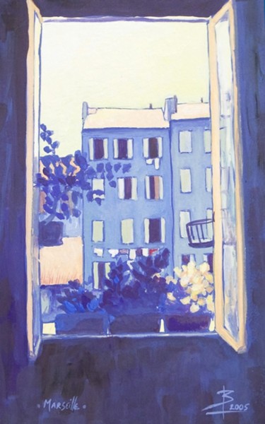Peinture intitulée "Fenêtre de la rue J…" par Bernard Lunel, Œuvre d'art originale, Huile