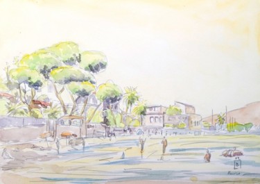 Peinture intitulée "La plage  des Sable…" par Bernard Lunel, Œuvre d'art originale, Huile