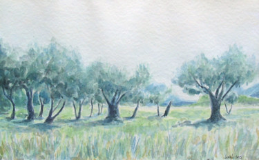 Peinture intitulée "Les oliviers" par Bernard Lunel, Œuvre d'art originale, Huile