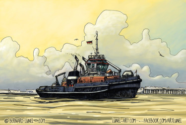 Dessin intitulée "The tugboat “Bugsie…" par Bernard Lunel, Œuvre d'art originale, Photographie numérique