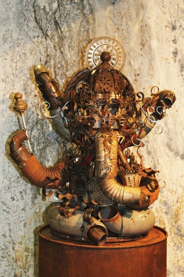 Sculpture titled "Ganesh" by Lunet Floria (LIA FLORIA), Original Artwork, Metals
