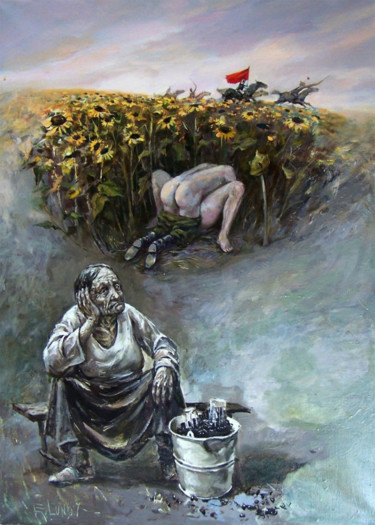 Painting titled "Воспоминания" by Evgenii Luniov, Original Artwork, Oil
