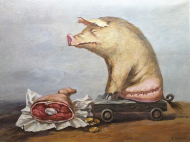 Картина под названием "Путь к рынку" - Евгений Лунёв, Подлинное произведение искусства, Масло