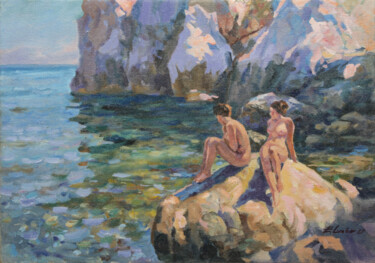 Картина под названием "Морской пейзаж 2" - Евгений Лунёв, Подлинное произведение искусства, Масло