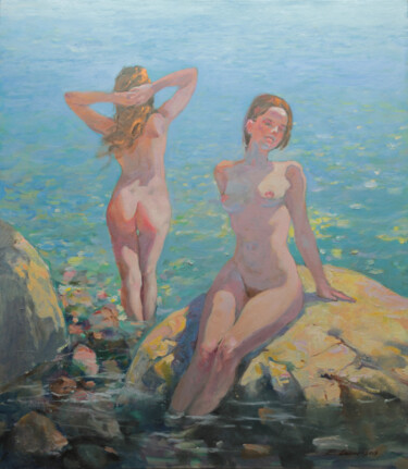 Картина под названием "Морской пейзаж 3" - Евгений Лунёв, Подлинное произведение искусства, Масло